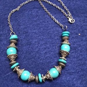 Dyed Turquoise Metal Beads Necklace